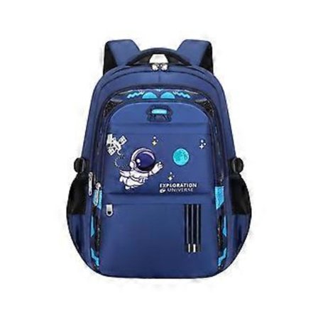 Astronaut-tema skoletasker til børn, flere opbevaringslommer, praktiske rygsække, stor skoletaske til daglig brug, blå