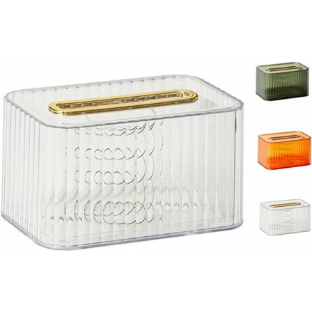 Rektangulær servietbeholder, gennemsigtig servietbeholder, servietdispenser til hjemmet, badeværelset, soveværelset, kommode (gennemsigtig)