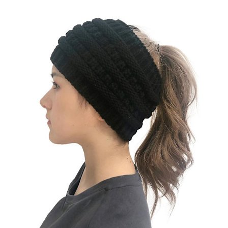 Hårtofs Beanies för kvinnor | Messy Bun Knit Beanie