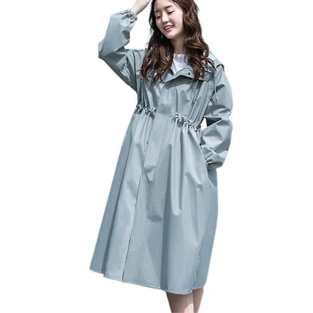 Lang Dame Regnfrakke Letvægts Vandtæt Genanvendelig Regnfrakke med Hætte Til Udendørs Brug