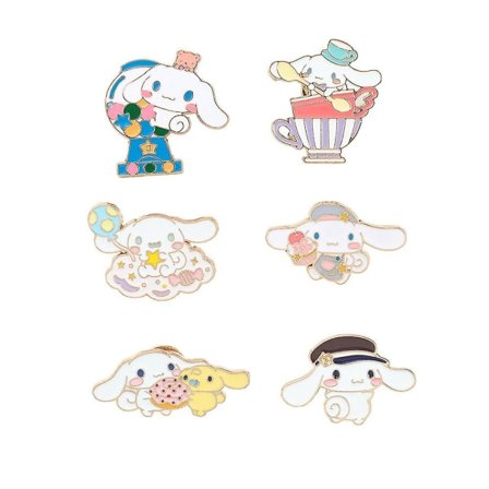 st Cinnamoroll Broche Pins Mærke Til Rygsække Tøj Jakker Hatte Kawaii Tegneserie Hund Dekoration Gaver 6 stk