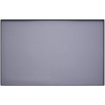 Hundeskål måtte, skridsikker kæledyrs madskål måtte med poter ideel til at beskytte gulvet mod spild, grå prikket mønster, 47 x 30 cm