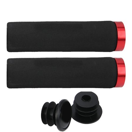 Komfortable Svamp Sykkelgrep Sykkelstyre Endelåsende Grep Ridetilbehør Svart Grep Rød Ring