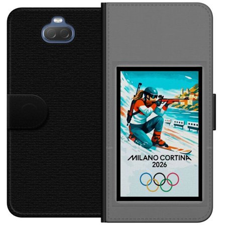 Kompatibelt Lommeboketui til Sony Xperia 10 Retroplakat Cortina Milano 2026 med fjell, vintersportsutøvere, italienske trikolor, Milano-katedralen og
