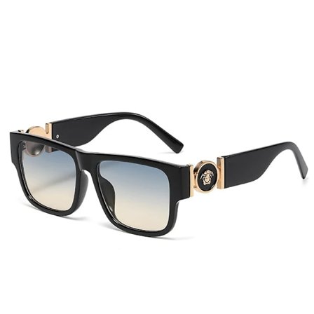 Vintage Firkantede solbriller UV400 beskyttelse speilglass solbriller kvinner menn 2024 C2 Svart/Blå Gul