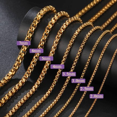 Skyrim Fashion Long Box Chain Halskæde Rustfrit Stål Basic Punk 2-7mm Tykke Kæder Smykker Gave til Mænd Kvinder Engros