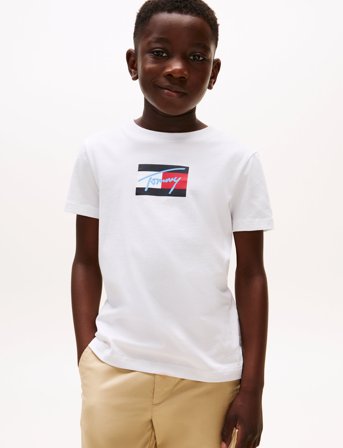 Tommy Hilfiger Tommy Script Flag Print Tee Ss - White - 140