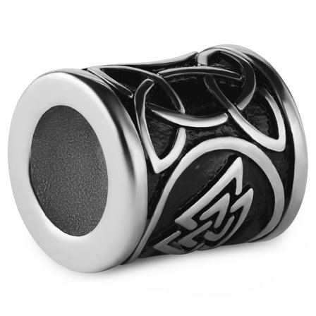 Anillo para barba con Valknut de acero inoxidable para hombres - Anillos y cuentas para barba