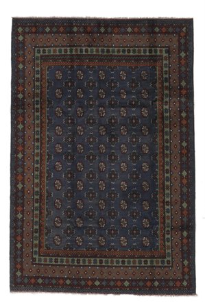 Anudada A Mano Afghan Fine Alfombra 192X290 De Lana Negro