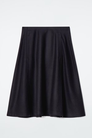 COS Women's Panelled Wool Midi Skirt in Blue