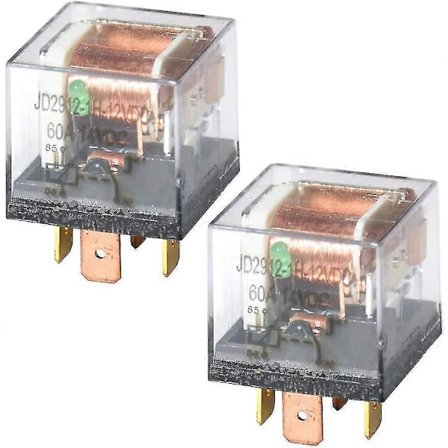 Bilrelæ 12 Volt 60 Apm, Relæ 4 Ben, Relæ Med Vandtæt Gennemsigtigt Kabinet, DC 12v 60a 1no Spst, Kraftig Split Charge 2 stk