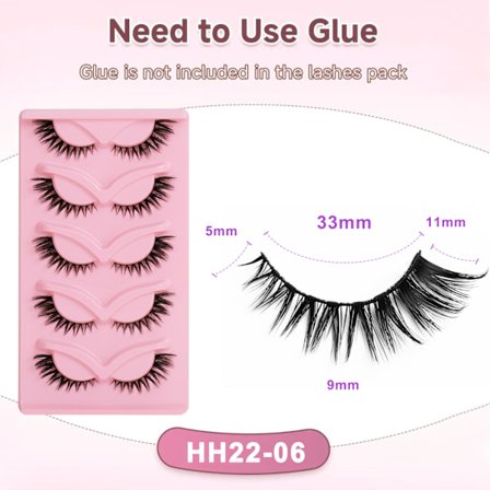 Luonnolliset 3D-tekoripset, 5 paria | Uudelleenkäytettävät ja helpot kiinnittää | HH22-06