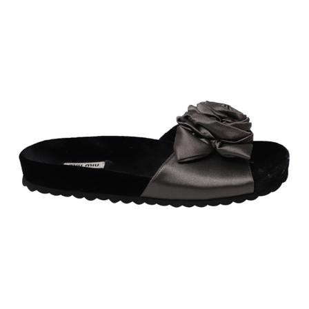 Miu Miu Pre-owned Flat Sandalen , Zwart , Dames , Maat: 38 EU