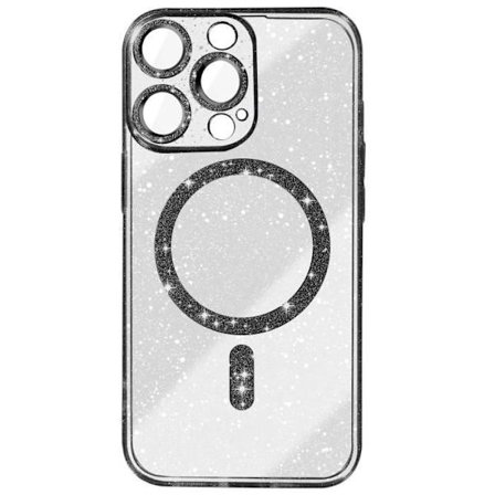 Cover - ADVARSEL - iPhone 14 Pro - Glitrende Silikone Sort - Stødabsorberende - Kratsikre