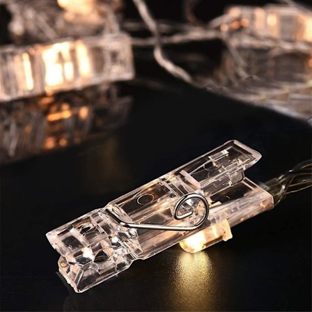 6m 40 LED fotolyskæde, LED fotolyskæde, vægfotoholderlyskæde, klemmefotoholder