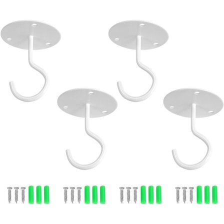 Takkroker for hengende planter, tunge metallveggbraketter for plantekasser, inkludert 4 pakker profesjonelle gipsankere
