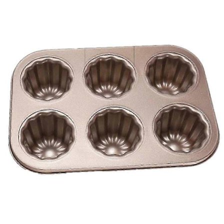 6-Hulls Canelé Form Kakeform, Non-Stick Canelé Bakeform for Ovn Karbonstål Canelés Form Bakverk