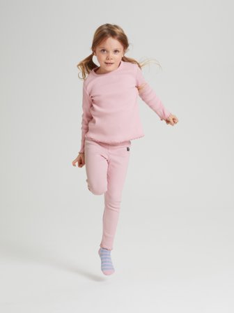Polarn O. Pyret - Solid color, ribbed leggings - 86 - Childrenswear - pink