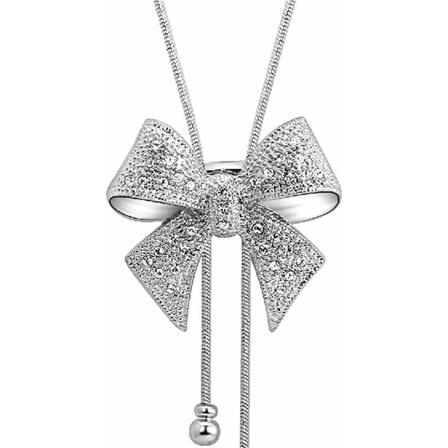 3 stk. Dame Halskjede med Sløyfe Anheng Krystall Sløyfe Lang Genserkjede (gull) (5-e-0) [LGL] silver