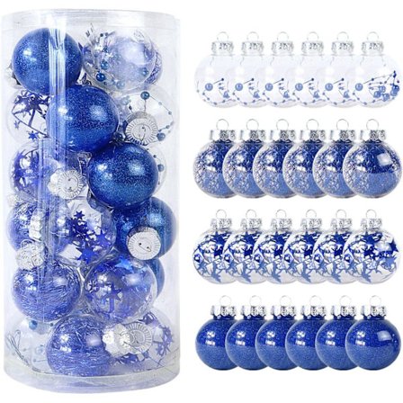 24 stk. julepynt 6 cm/2,36" farvet plastik gennemsigtig