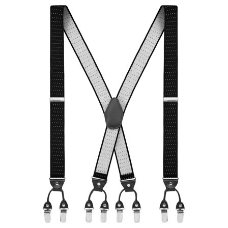 Vexel | Wide Dotted Black Clip-On X-back Braces for Men - Clip-on braces & suspenders