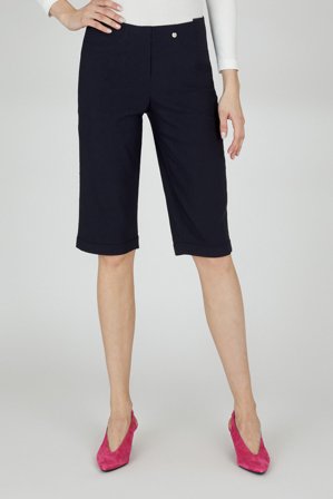 Robell - Bella Bengalin Shorts - Mørkeblå - Straight Fit / Elastik i Taljen