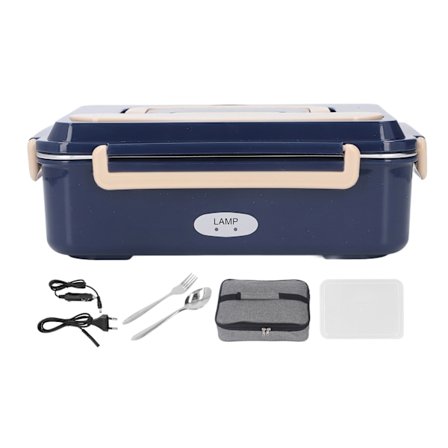 Elektrisk lunsjboks 304 rustfritt stål vannløs langvarig friskhet oppvarmet lunsjboks med bærbart håndtak 2 rutenett EU-plugg 220V