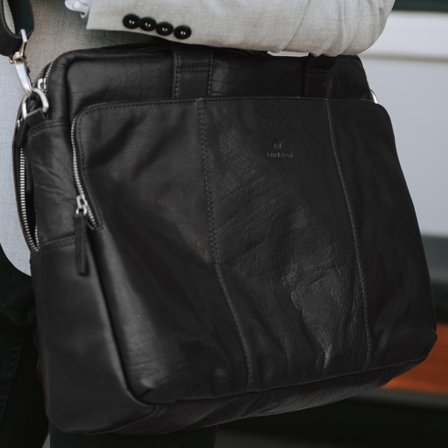 Maletín de trabajo Montreal de cuero negro para hombres - Bolsos de cuero