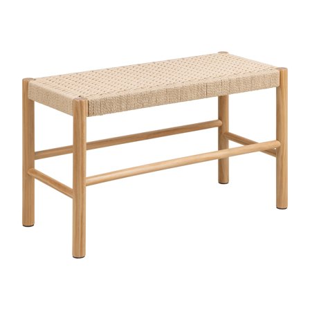 Alvin Bank, geflochten, Sitzbank in Natur Beige, skandinavischer Stil, moderne Flurbank für den Eingangsbereich, komfortabel, Maße: 45cm