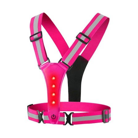 LED Refleksvest Åndbar Til Mænd Kvinder Politibetjente Ridning Pink