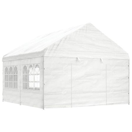 vidaXL Paviljong med tak vit 4,46x4,08x3,22 m polyeten