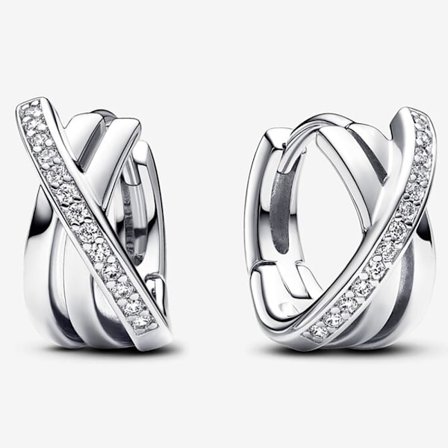 Pandora Hopea Vuosi Korvakorut Kimaltelevalla Ristihalus 293150C01, Sisältää Alkuperäisen Laatikon