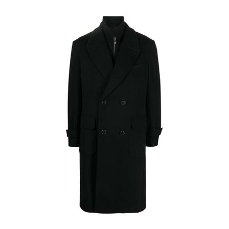 Corneliani Double-Breasted Coats Sort, Herre Uldfrakker