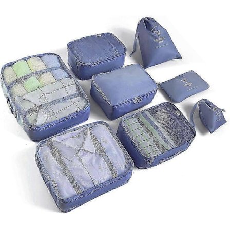 Rejseorganisator, 8-delt sæt, vandtæt kuffertorganisator, pakkekubeorganisator