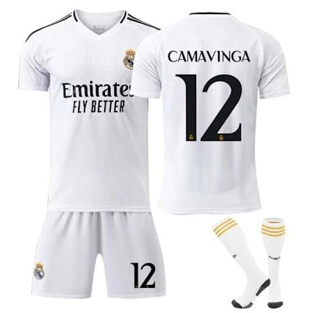 2425 Real Madrid jalkapalloasu Camavinga pelipaita setti sukkineen S(165-170cm)