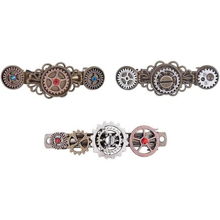 3 stk. Acsergery Gave Steampunk Hårspenner Vintage Klokke Tannhjul Barrettes Gotisk