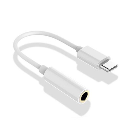 DAC USB C till 3,5mm AUX Adapter för Hörlurar Högtalare vit