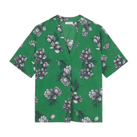 Marc O'Polo Bluse with a V-neckline Grøn, Dame