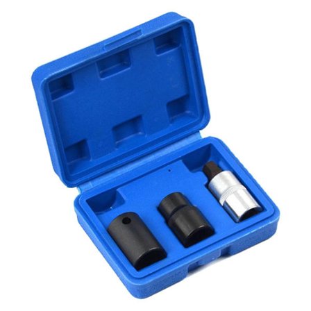 Pentagon-hylsesats, 3 st 5-punktshylsor, 5-sidig hylsa och bitsats med blått fodral