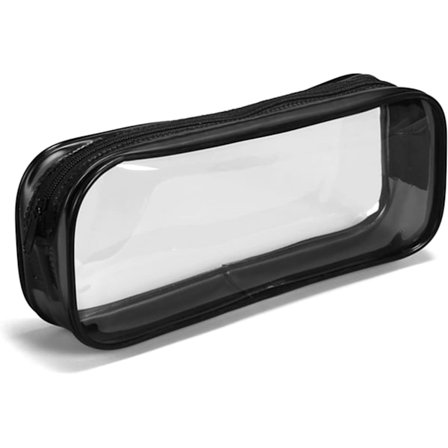 Klar Blyantspung, Klar Eksamen Blyantspung, Vandafvisende PVC Lynlås Kosmetik Opbevaringspung, Rejse Bagagepung Makeup Kosmetikpung (Sort)