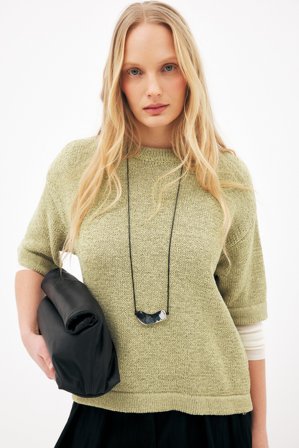 NA-KD Pull tricoté à manches courtes - Pulls fins - Vert - L