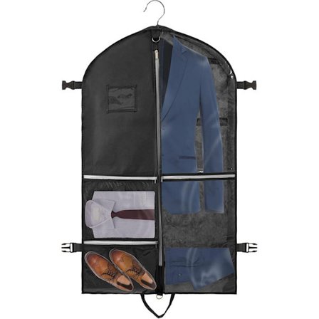 Vaatepussi 110x60 cm, 5 taskua, kokoontaitettava, pukupussi / vaatesuoja / vaatesäilytys