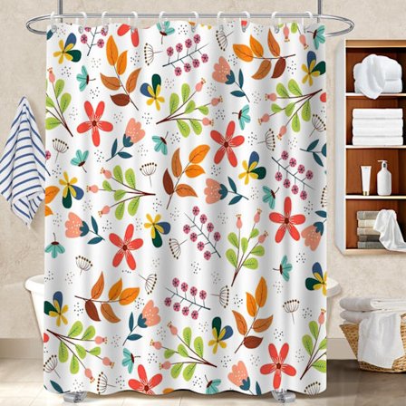 Dusjforheng for bad, hurtigtørkende bladtrykk, baderomstilbehør for bad uten vinduer