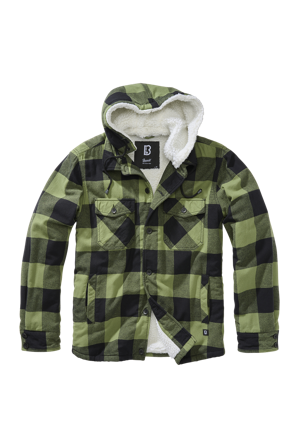 Geacă Brandit Lumber Jacket Hooded negru/verde măsliniu XXL