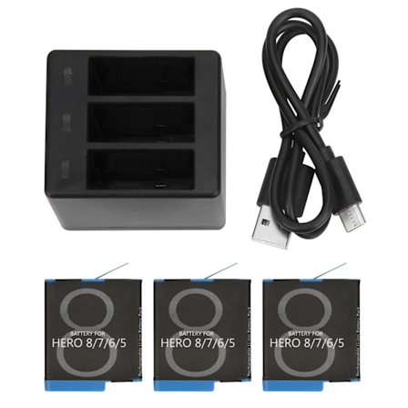 SheIngKa 3-facksbatterilagringsladdare Typ-C-kabel för Gopo Hero 5/6/7/8-tillbehör