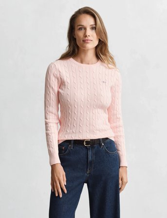 GANT Stretch Cotton Cable C-Neck - Pink - XS