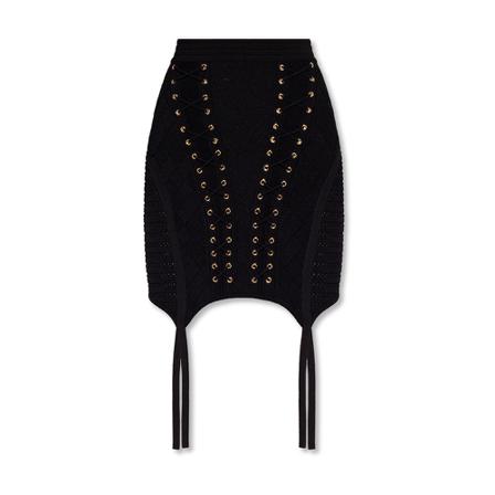 Balmain Nederdel with decorative fastening Sort, Dame