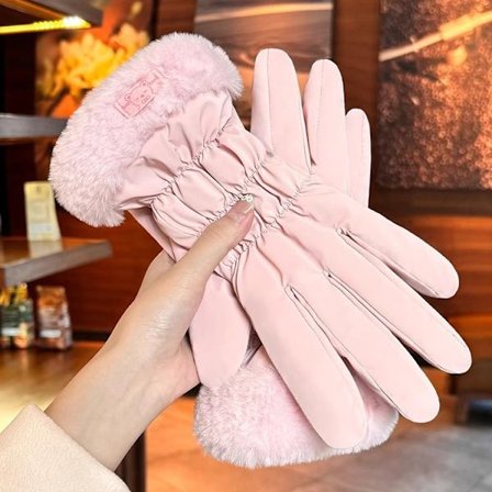 Høst- og vinterhansker varme for kvinner sykling og elsykler med berøringsskjermstøtte fleecefôr for kuldebeskyttelse og vindtett