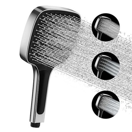 Dusjhode, Høytrykksdusjhode med 3 Spraymoduser, Kraftig Dusjhode Kun, Universell Vannbesparende Stor Dusjhode