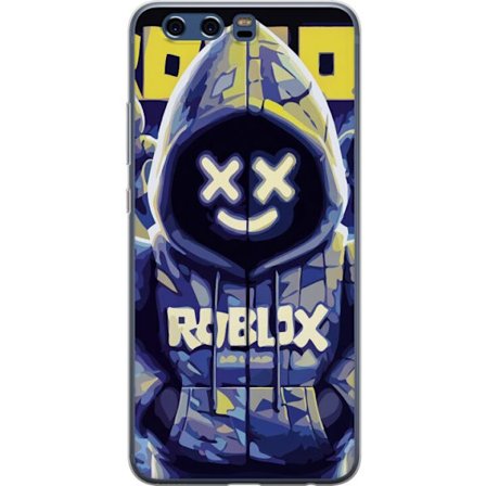Kompatibelt Mobildeksel til Huawei Huawei P10 Blågul Roblox hettegenserfigur med minimalistisk neonstil og masket ansikt, moderne spillillustrasjon f